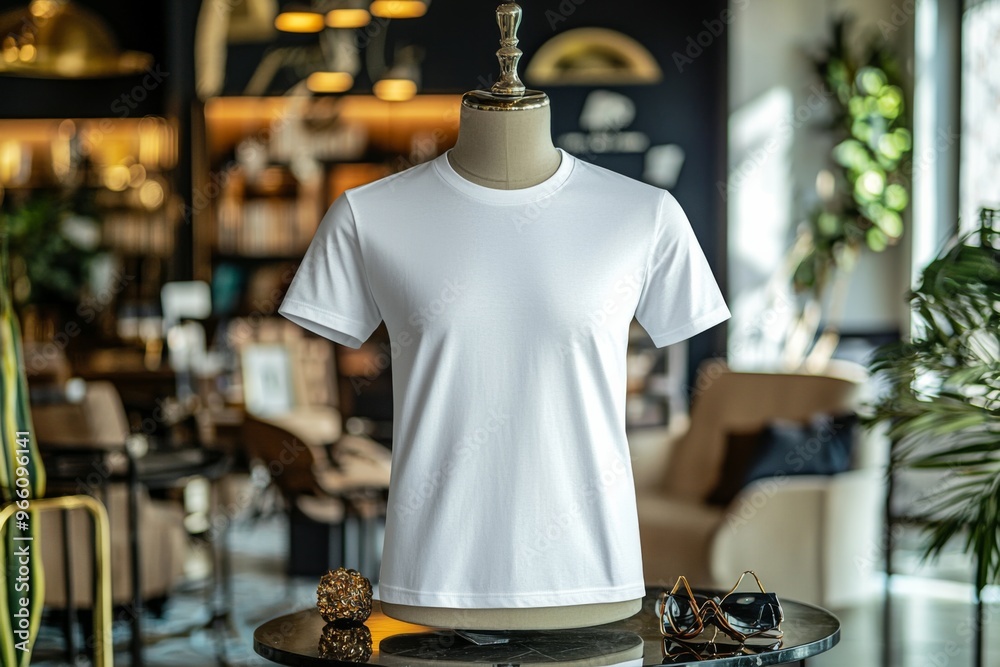 Tshirt on stylish mannequin in boutique background created with Generative AI