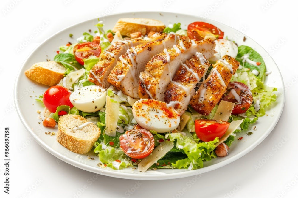 Caesar Salad, Green Lettuce Salat with Chicken and Parmesan Cheese, Caesar Salad, Copy Space Caesar Salad, Green Lettuce Salat with Chicken and Parmesan Cheese, Caesar Salad, Copy Space
