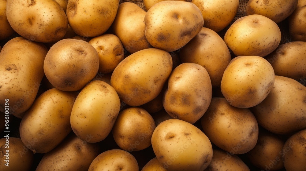 Pile of fresh potatoes on sale in vegetable stand display at supermarket show organic food. Neural network ai generated art Pile of fresh potatoes on sale in vegetable stand display at supermarket show organic food. Neural network ai generated art