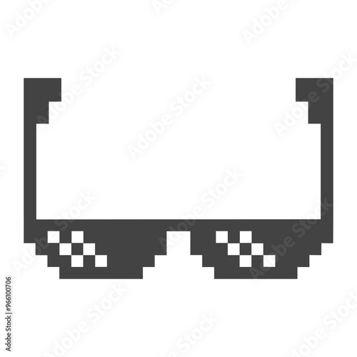 pixel cool black sunglasses vector illustration with transparent background