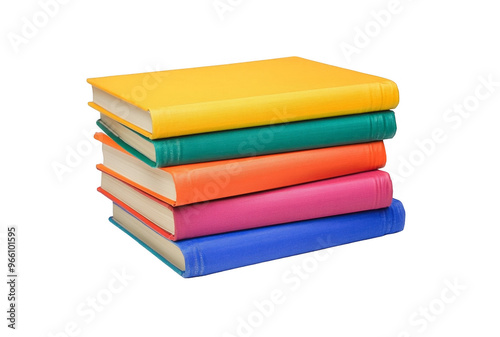 Books Five books stacked on top of each other isolated transparent background