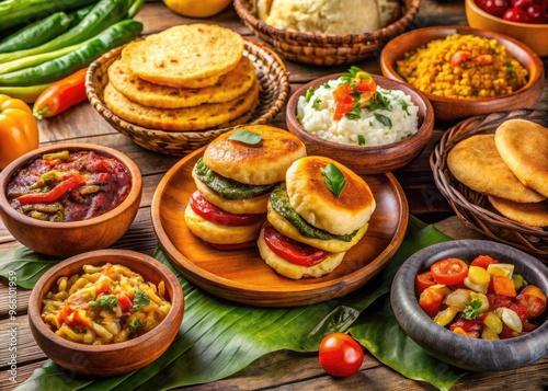 Wallpaper Mural Traditional Venezuelan Cuisine Features A Vibrant Display Of Arepas, Cachapas, Empanadas, And Other Local Delicacies, Showcasing The Rich Culinary Heritage Of The Region. Torontodigital.ca