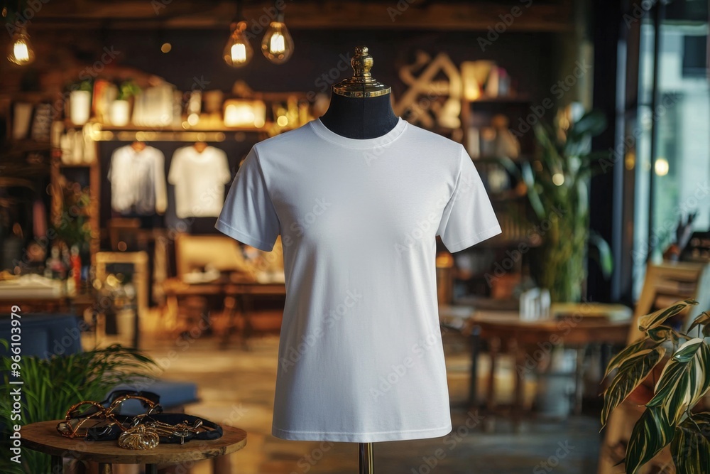 Tshirt on stylish mannequin in boutique background created with Generative AI Tshirt on stylish mannequin in boutique background created with Generative AI