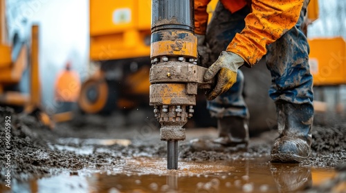 Skilled Well Driller Operating Heavy Machinery for Water Source Extraction
