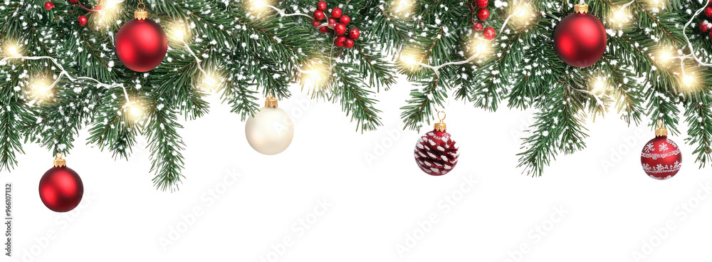 © Rawpixel.com - Seamless decorative christmas border with coniferous branches and garlands of christmas lights and ornaments festival plant tree. © Rawpixel.com - Seamless decorative christmas border with coniferous branches and garlands of christmas lights and ornaments festival plant tree.