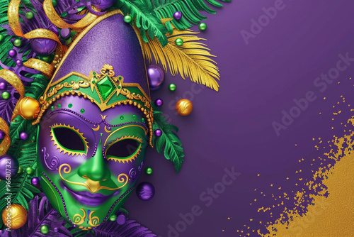 Beautiful greeting card with bright holiday composition for happy celebrate mardi gras