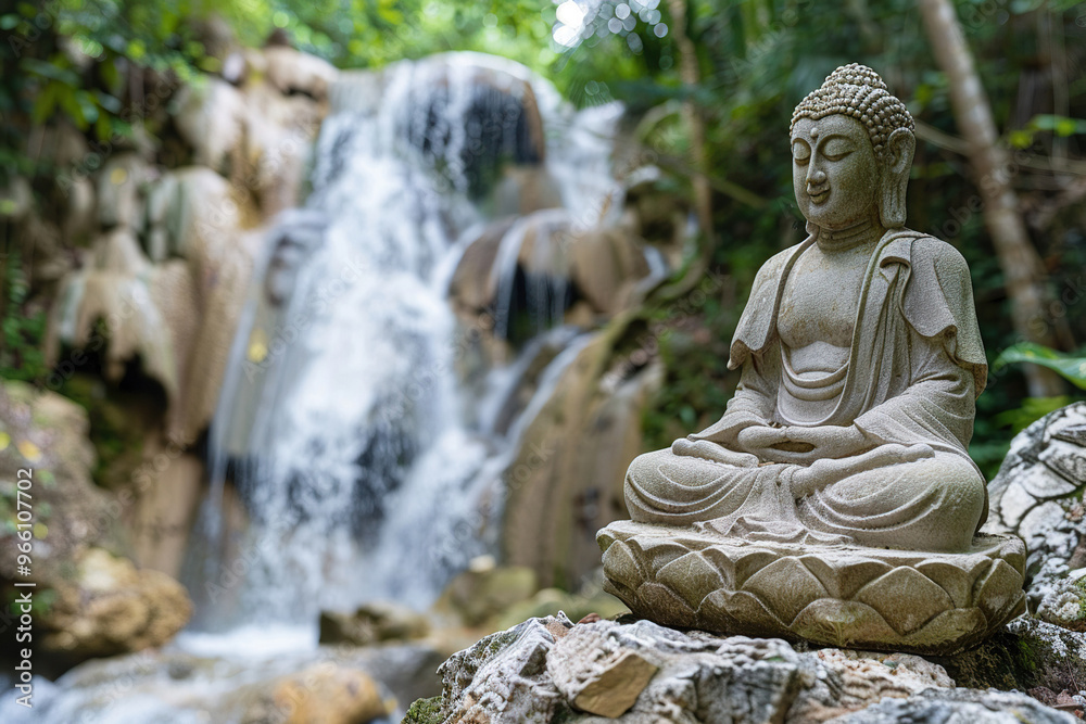 Beautiful greeting card with ancient statue great Buddha to bright holiday composition Beautiful greeting card with ancient statue great Buddha to bright holiday composition