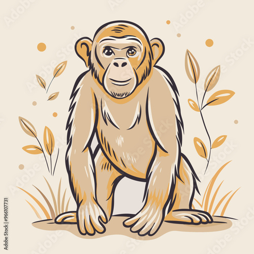 create a Chimpanzee silhouette vector