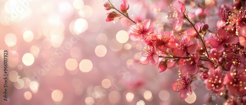 Enchanting florist shop bokeh lights on soft pink background