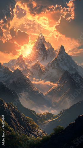 Sunrise over a mountain range, symbolizing the start of a new journey