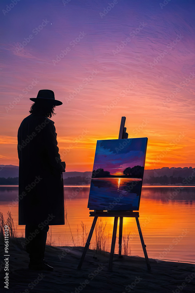 Obraz premium artist at sunset