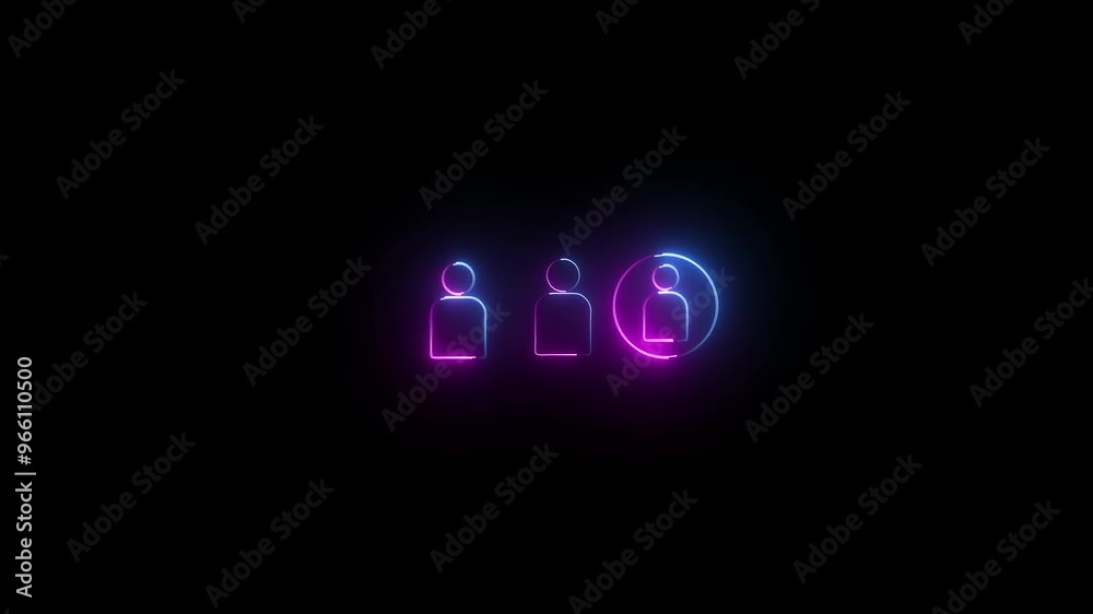 contact icon animation on black background. user, man, 