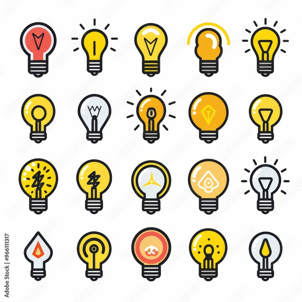 Light bulb flat icon set, light bulb icons collection, simple minimal logos isolated on white Light bulb flat icon set, light bulb icons collection, simple minimal logos isolated on white