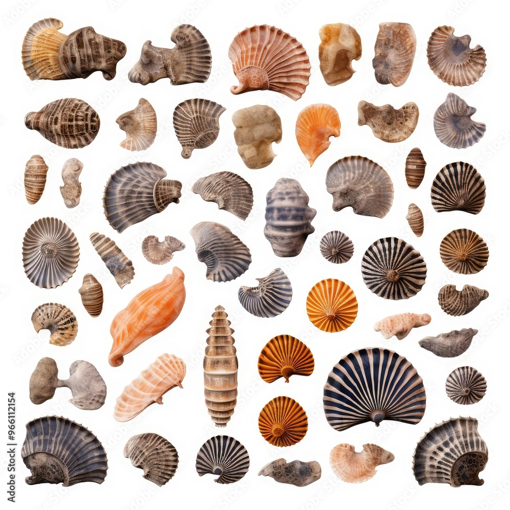 Fossils Set, Archeologic Fossil Dig Collection Isolated, Fossilized Prints of Prehistoric Plants and Animals Fossils Set, Archeologic Fossil Dig Collection Isolated, Fossilized Prints of Prehistoric Plants and Animals