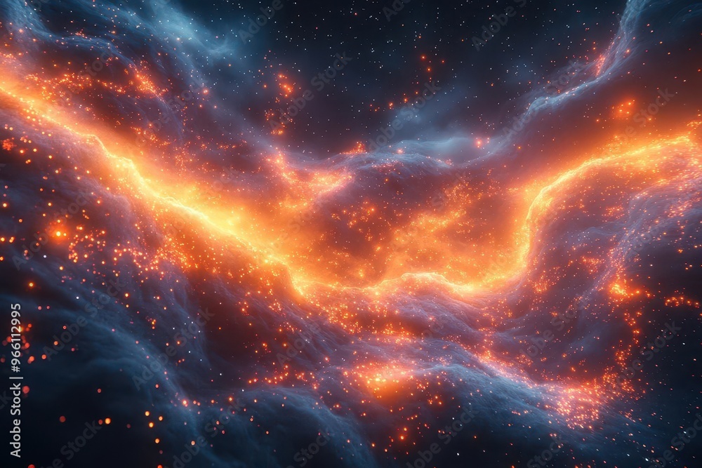 surreal digital landscape with intertwining neural pathways glowing data streams and floating holographic screens against a cosmic backdrop of swirling nebulae surreal digital landscape with intertwining neural pathways glowing data streams and floating holographic screens against a cosmic backdrop of swirling nebulae