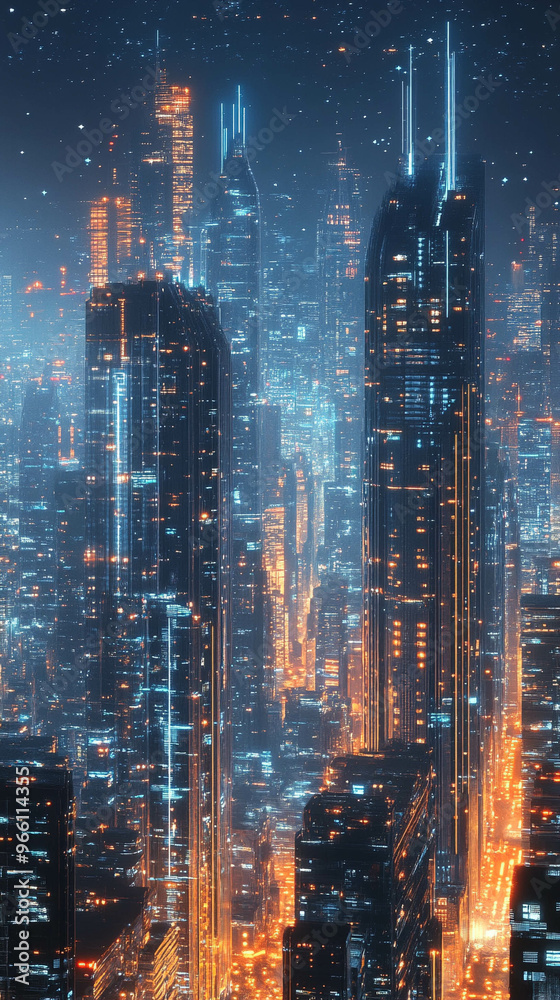 Fototapeta premium Vertical photo of a smart city