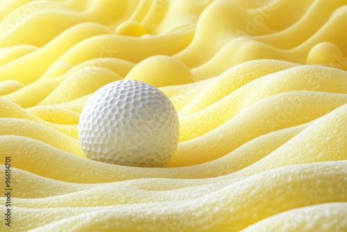 surreal golf course in lemonyellow dreamscape floating golf balls forming abstract patterns whimsical and otherworldly sports concept photo