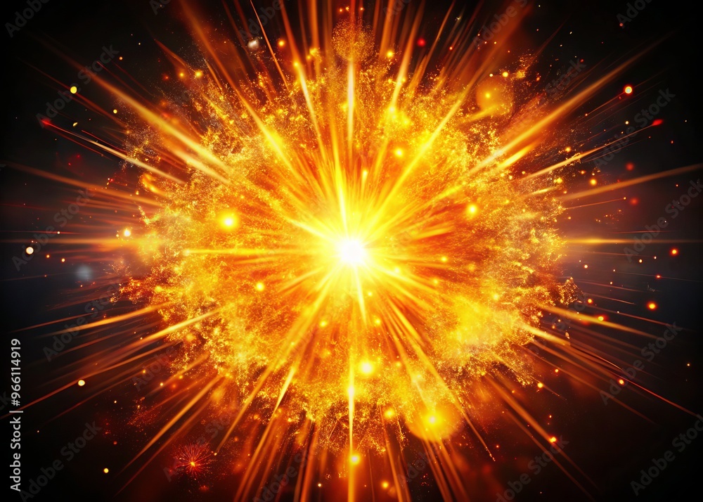 Burst of fiery sparks and flames erupting from a dark background, illuminated with vibrant orange and yellow hues, Burst of fiery sparks and flames erupting from a dark background, illuminated with vibrant orange and yellow hues,