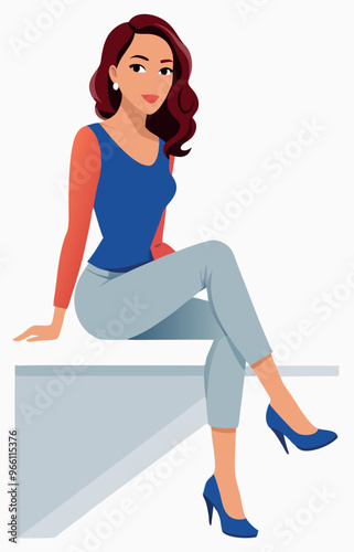 Confident businesswoman sitting on a bench posing with crossed legs