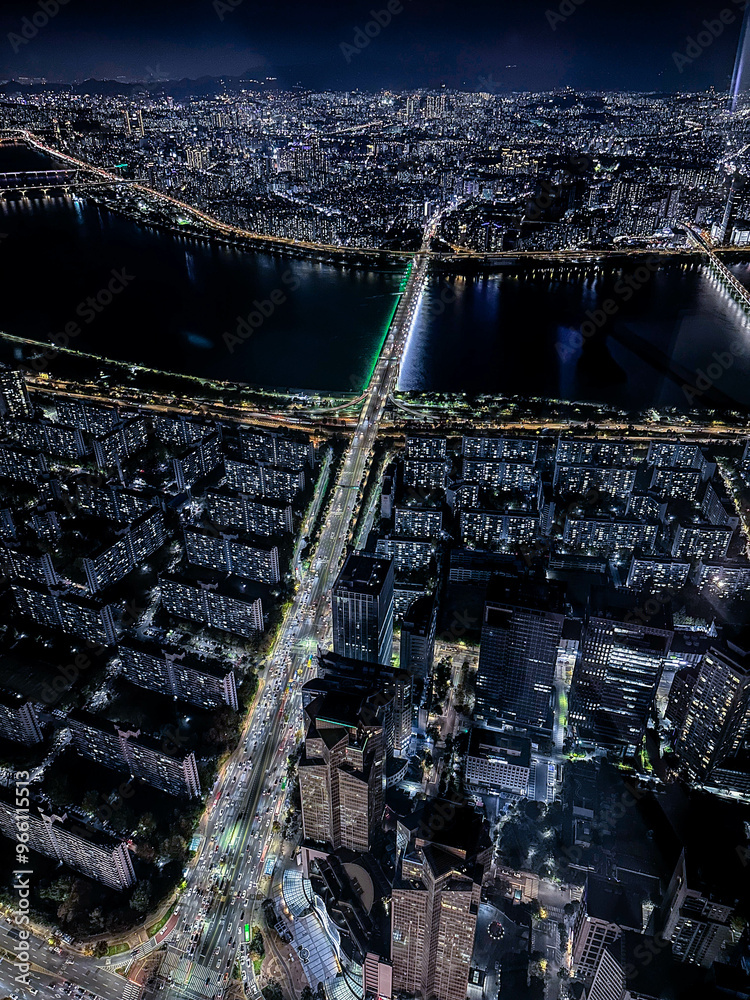 Night view of downtown Seoul, Republic of Korea