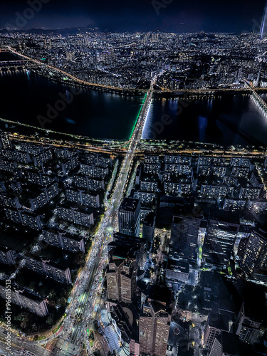 Obraz na płótnie Night view of downtown Seoul, Republic of Korea w salonie