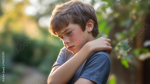 boy scratching his back