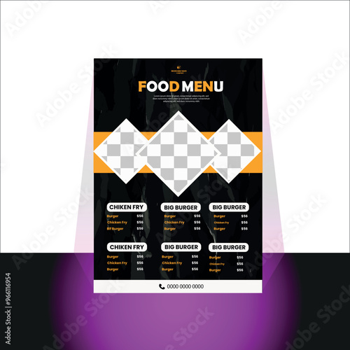 crative food menu design template photo