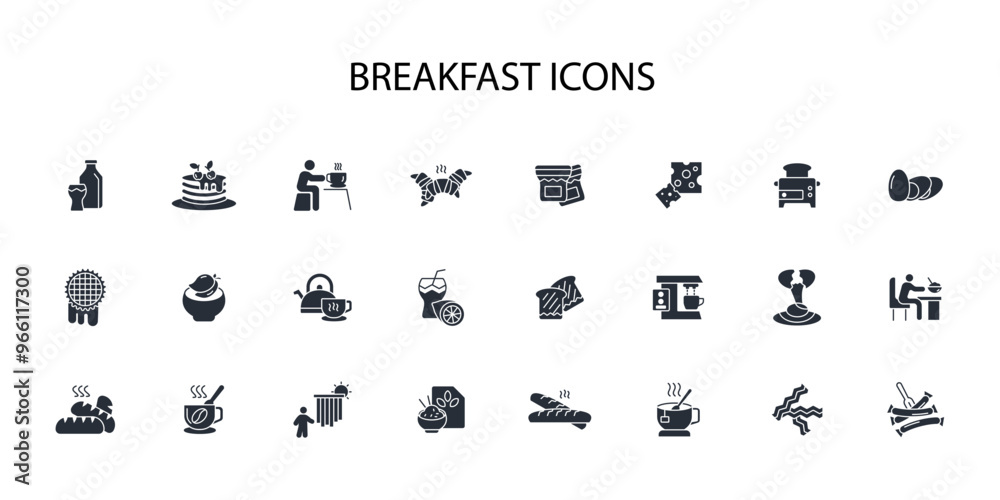 Breakfast icon set.vector.Editable stroke.linear style sign for use web design,logo.Symbol illustration. Breakfast icon set.vector.Editable stroke.linear style sign for use web design,logo.Symbol illustration.