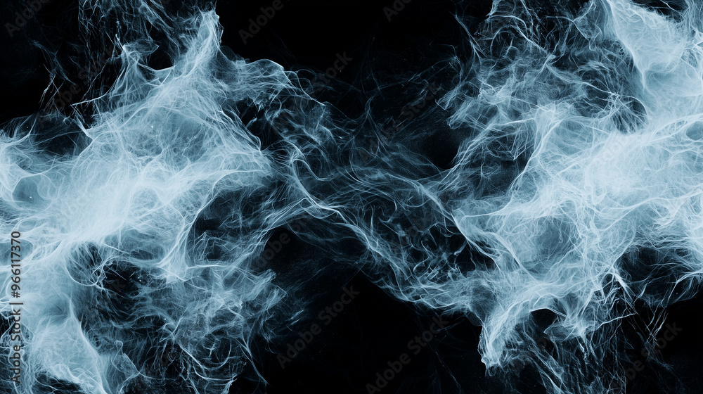 Abstract Digital Art: Swirling Blue and Black Ethereal Texture
