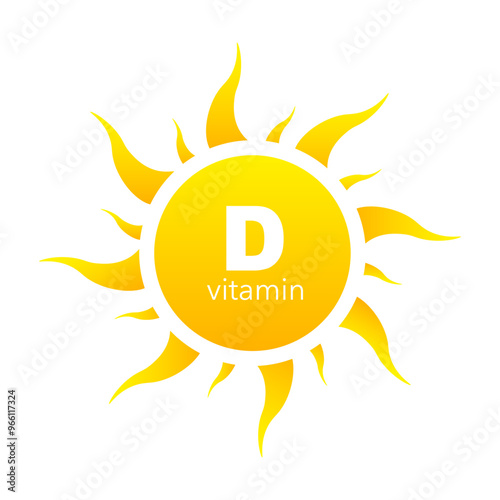 The sun and vitamin D. The power of vitamin D from the sun. Vector illustration