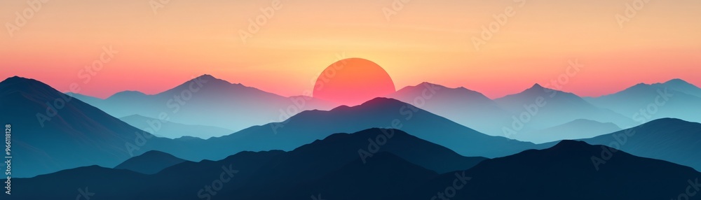 Sunrise over a mountain range, symbolizing the start of a new journey.