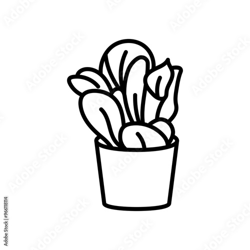 Kalanchoe Outline Icon, Vector illustration