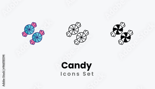 Candy  Icons thin line and glyph vector icon stock illustration