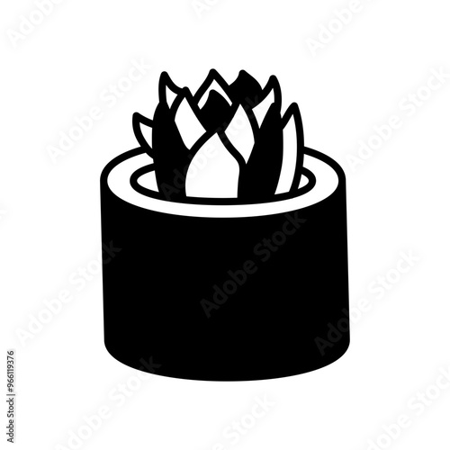 Echeveria Succulent Glyph Icon, Vector illustration