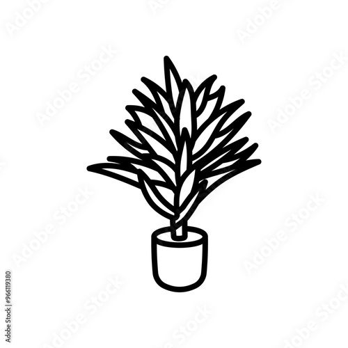 Yucca Plant Outline Icon, Vector illustration