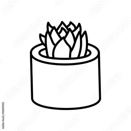 Echeveria Succulent Outline Icon, Vector illustration