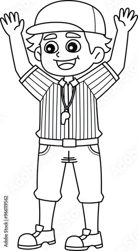 American Football Referee Isolated Coloring Page