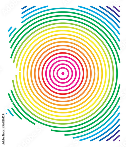 Symbol Map of the State Arizona (United States of America) showing the state with concentric circles in rainbow colors like a shooting target