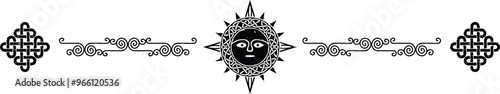 Celtic Header - Curved Lines - Knot Ends - Tribal Sun