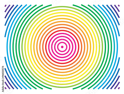 Symbol Map of the State Colorado (United States of America) showing the state with concentric circles in rainbow colors like a shooting target