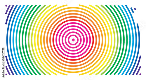 Symbol Map of the State Kansas (United States of America) showing the state with concentric circles in rainbow colors like a shooting target