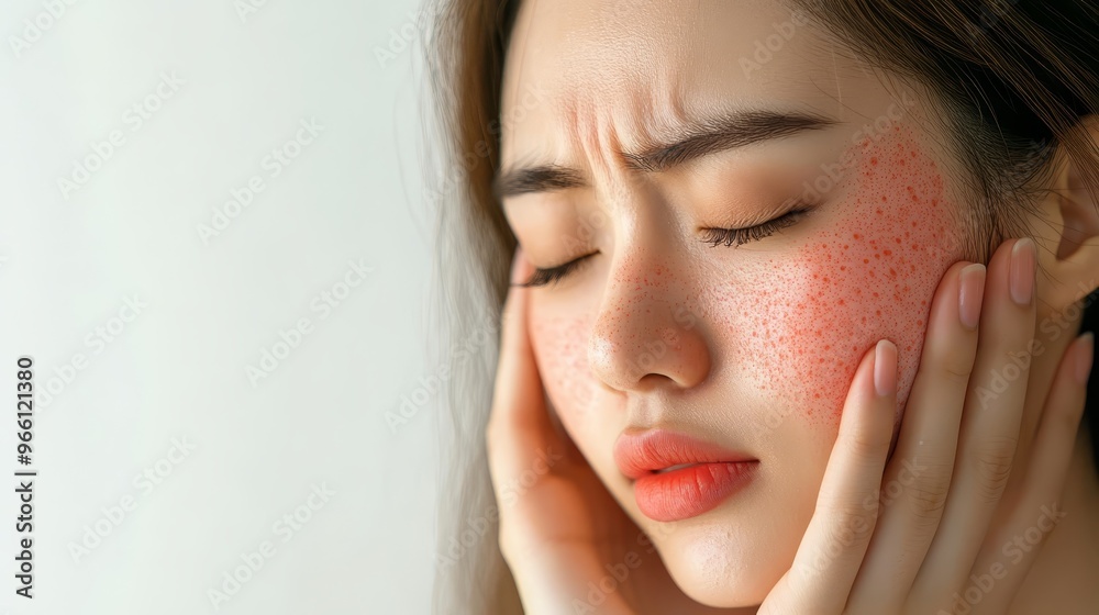Closeup of a Woman s Face with Rosacea Closeup of a Woman s Face with Rosacea