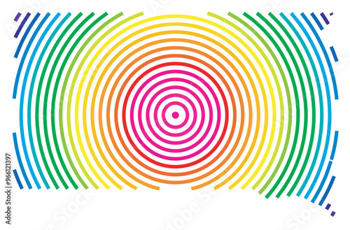 Symbol Map of the State South Dakota (United States of America) showing the state with concentric circles in rainbow colors like a shooting target