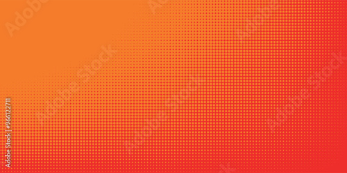 Dots halftone orange color pattern gradient texture with technology digital background. Dots pop art comics with summer background