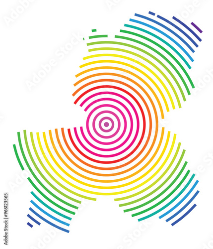 Symbol Map of the Prefecture Gifu (Japan) showing the territory with concentric circles in rainbow colors like a shooting target