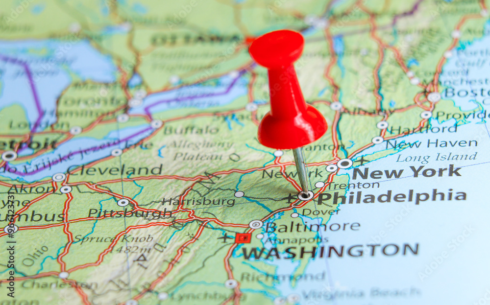 Philadelphia, USA pin on map Philadelphia, USA pin on map