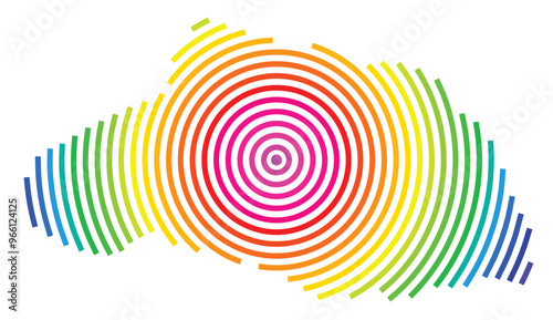 Symbol Map of the Prefecture Saitama (Japan) showing the territory with concentric circles in rainbow colors like a shooting target