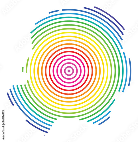 Symbol Map of the Metropolitan City Daegu (South Korea) showing the territory with concentric circles in rainbow colors like a shooting target