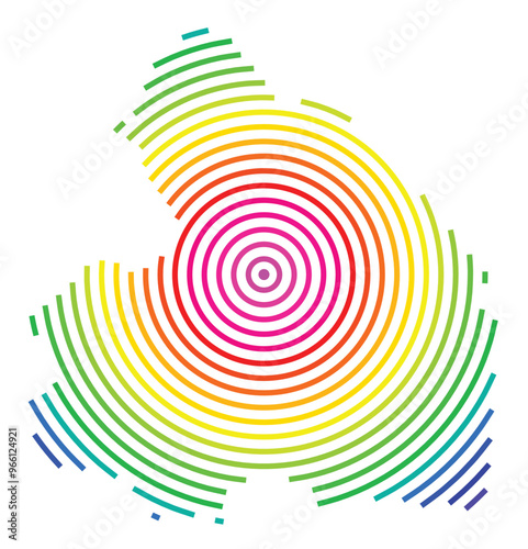 Symbol Map of the Province Drenthe (Netherlands) showing the territory with concentric circles in rainbow colors like a shooting target