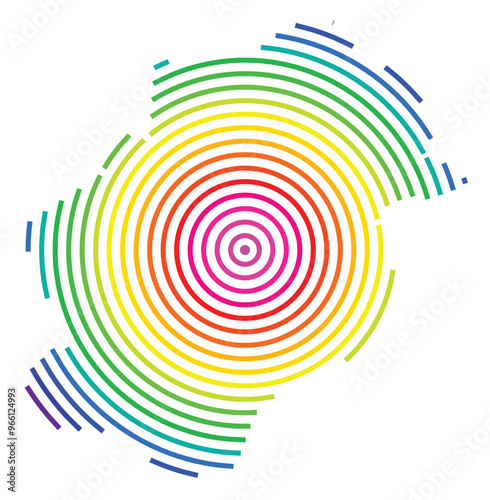 Symbol Map of the Province Flevoland (Netherlands) showing the territory with concentric circles in rainbow colors like a shooting target